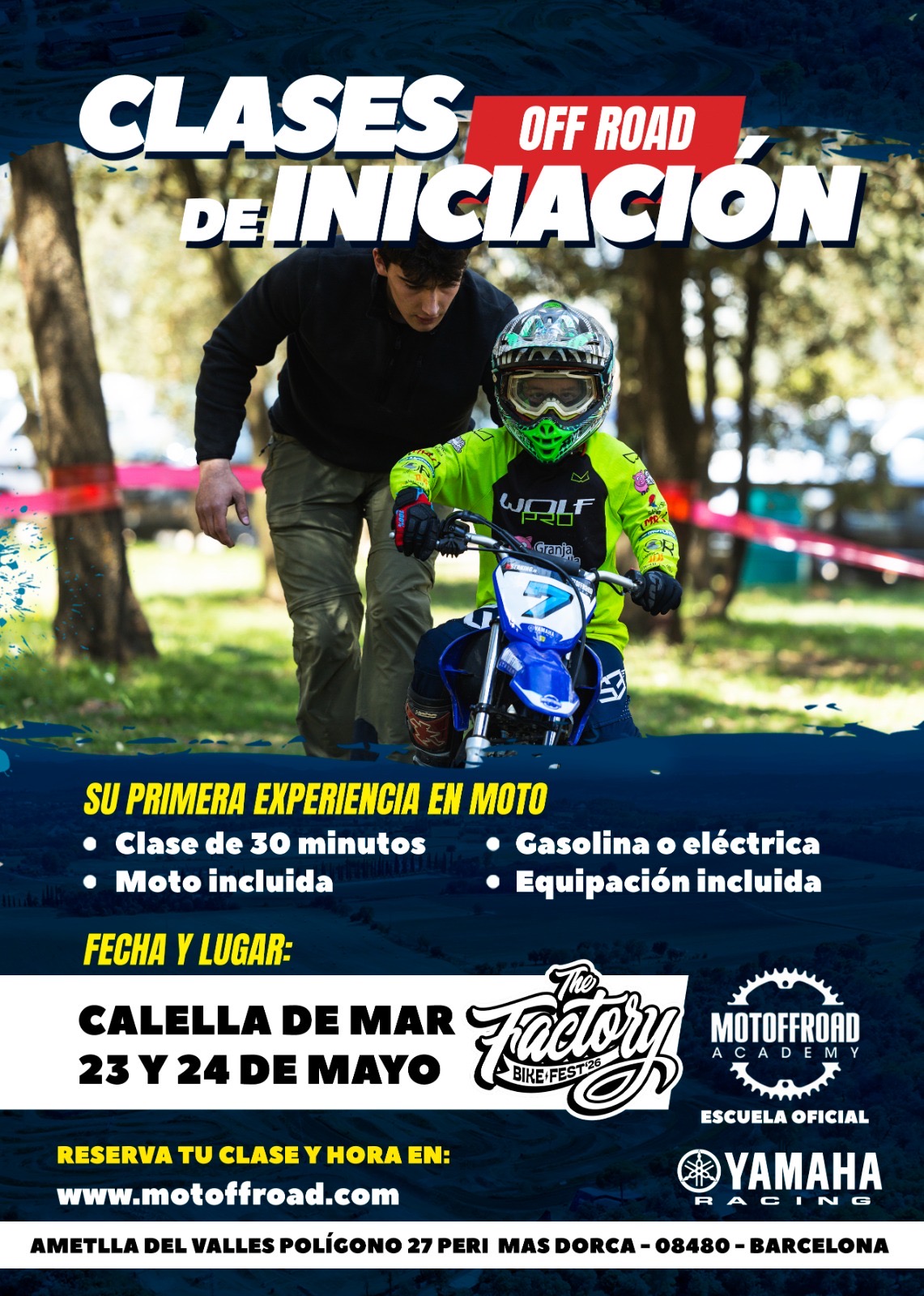 Clases de iniciación al motocross para niños en Barcelona - 23 y 24 mayo 2026