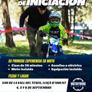 Clases de iniciación al motocross para niños en Barcelona - 4, 5 y 6 septiembre de 2026